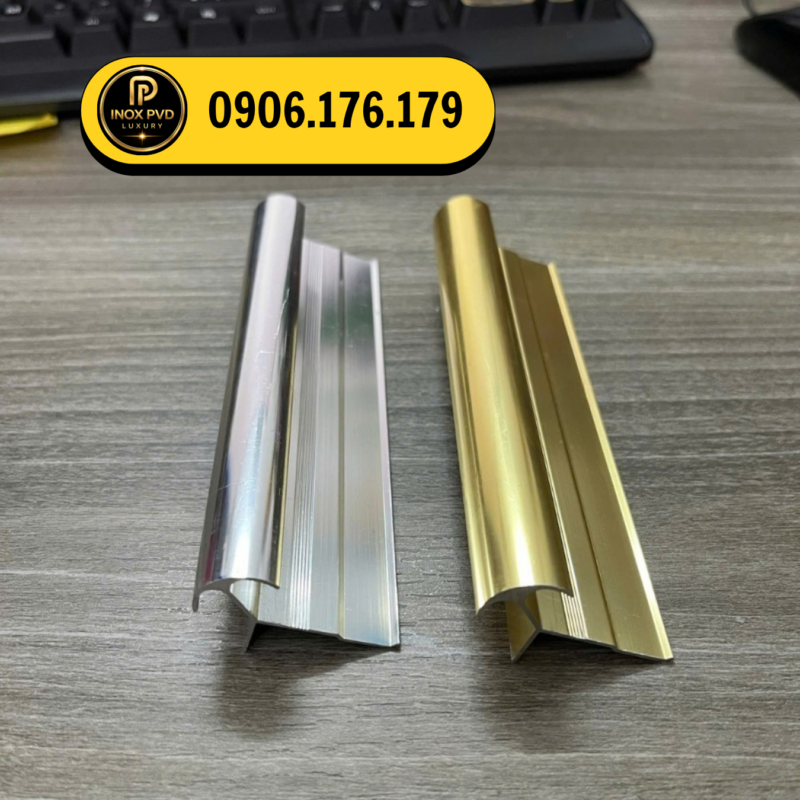 Nẹp nhôm bo góc tròn 2 cánh ứng dụng cho showroom tại Đà Nẵng Nghệ An Thanh Hóa