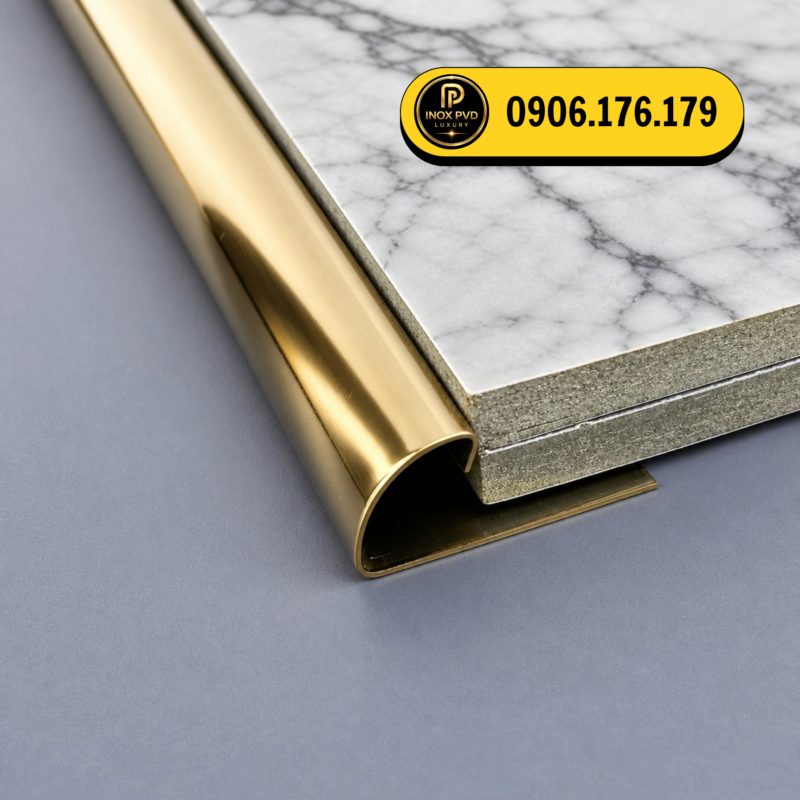 Nẹp inox bo góc tròn nội thất hiện đại tại Nghệ An