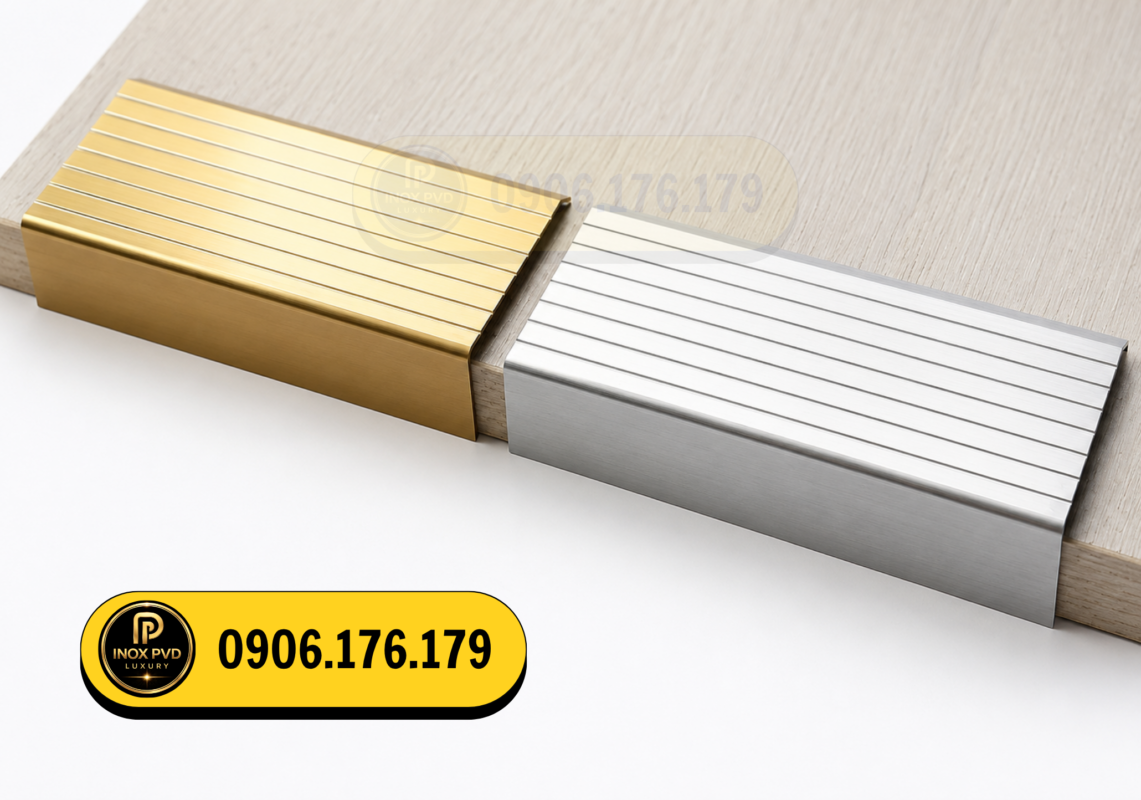 Nẹp inox mũi bậc cầu thang inox 304 bền đẹp tại Đà Nẵng.