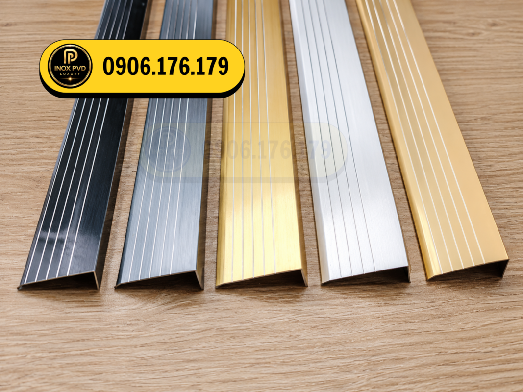 Nẹp inox mũi bậc cầu thang bảo vệ cạnh bậc inox 304 tại Đà Nẵng.